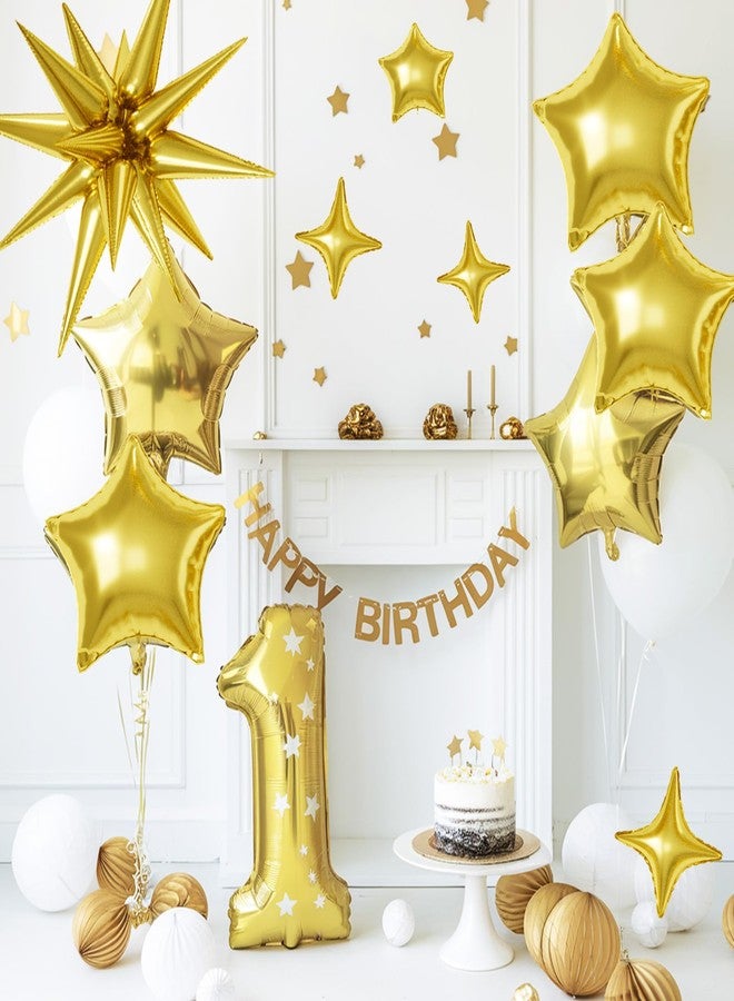 Sowide Gold Star Balloons, 22/18/10 Inch Foil Balloons, Four-Pointed Balloon for Women Men Birthday Graduation Celebration Wedding Baby Shower Decorations - Image 4
